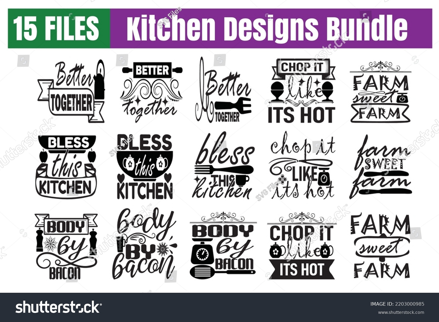 SVG of Kitchen Quotes svg Bundle. Quotes about Kitchen, Kitchen cut files Bundle of 15 svg eps Files for Cutting Machines Cameo Cricut, Kitchen Quotes svg