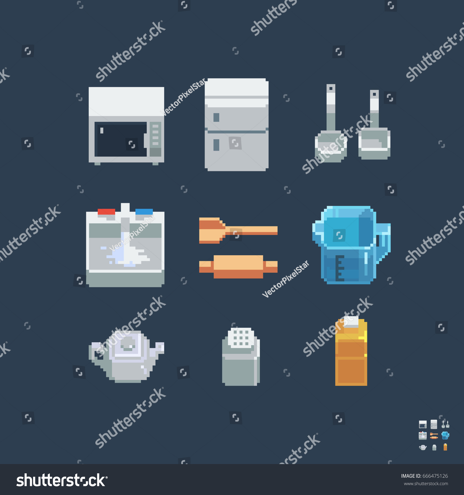 Kitchen Utensils Icons 32x32 Pixels Sprites Stock Vector Royalty Free