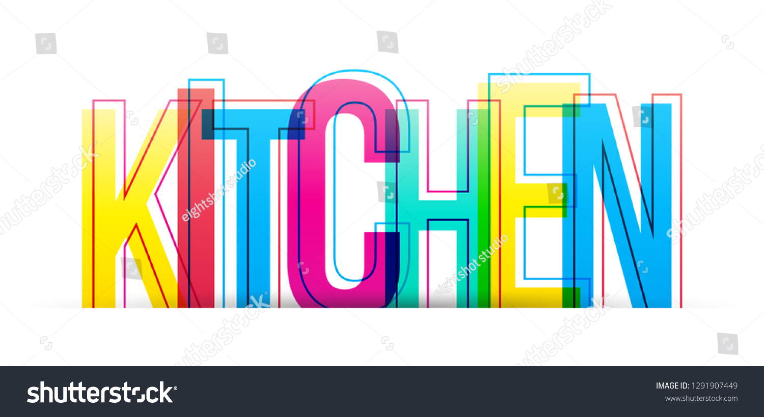 kitchen-vector-word-isolated-on-white-vector-de-stock-libre-de