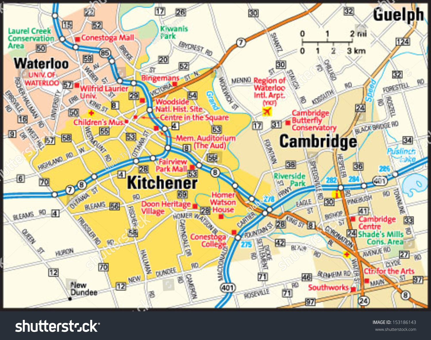 Kitchener Ontario Area Map Vector De Stock libre De Regal as 