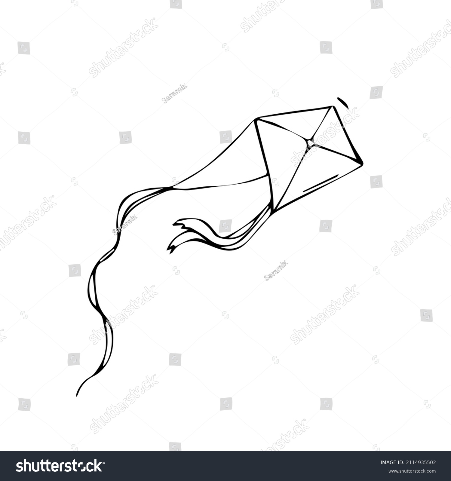 SVG of Kite hand drawn outline doodle icon. Vector sketch illustration of kite for print, web, mobile and infographics isolated on white background. svg
