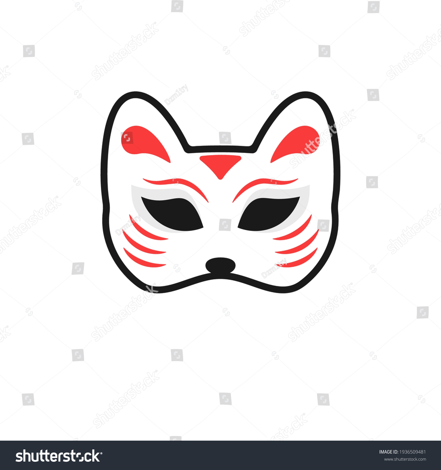 Kitsune Mask Icon Clipart Image Isolated Stock Vector Royalty Free Shutterstock