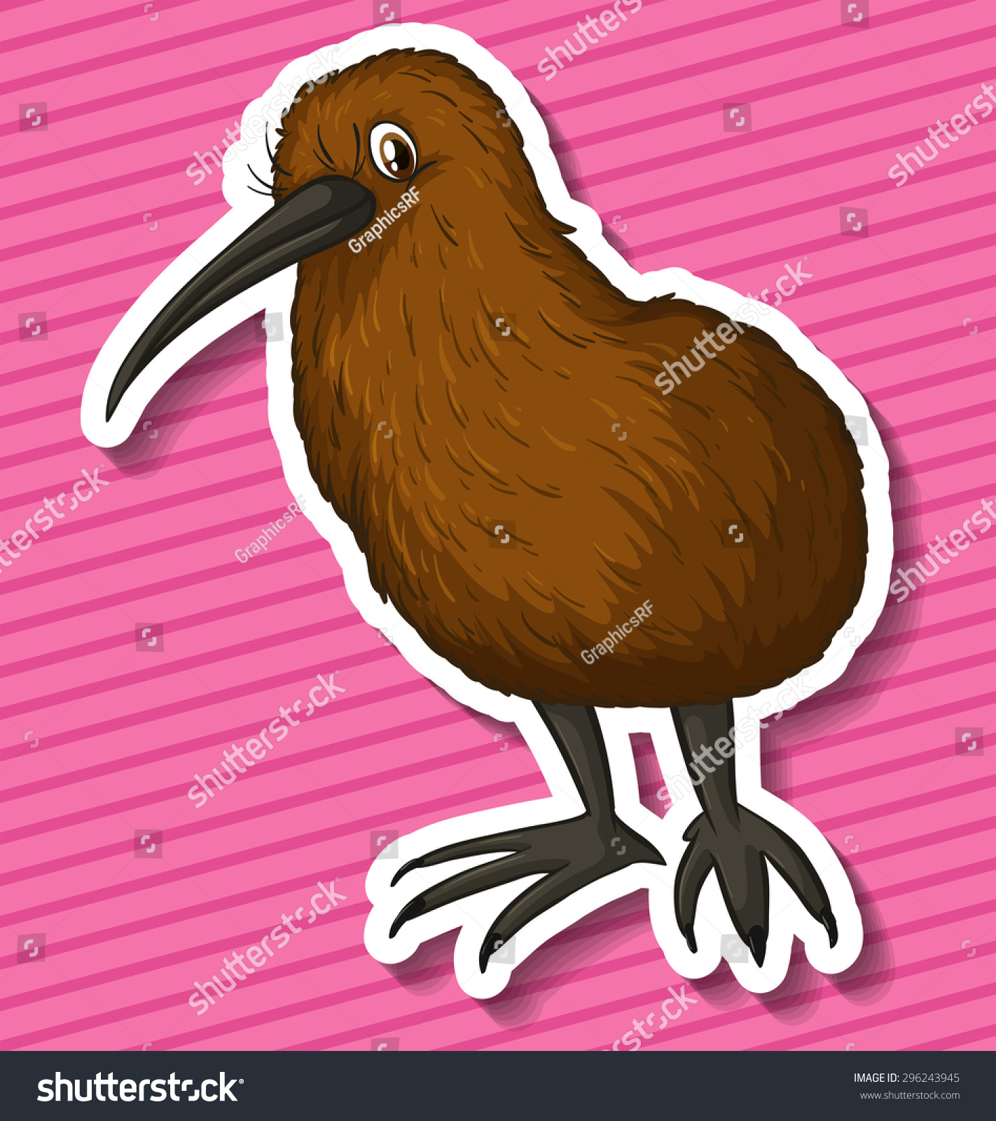 Kiwi Bird Illustration Pink Background 库存矢量图（免版税）296243945 Shutterstock