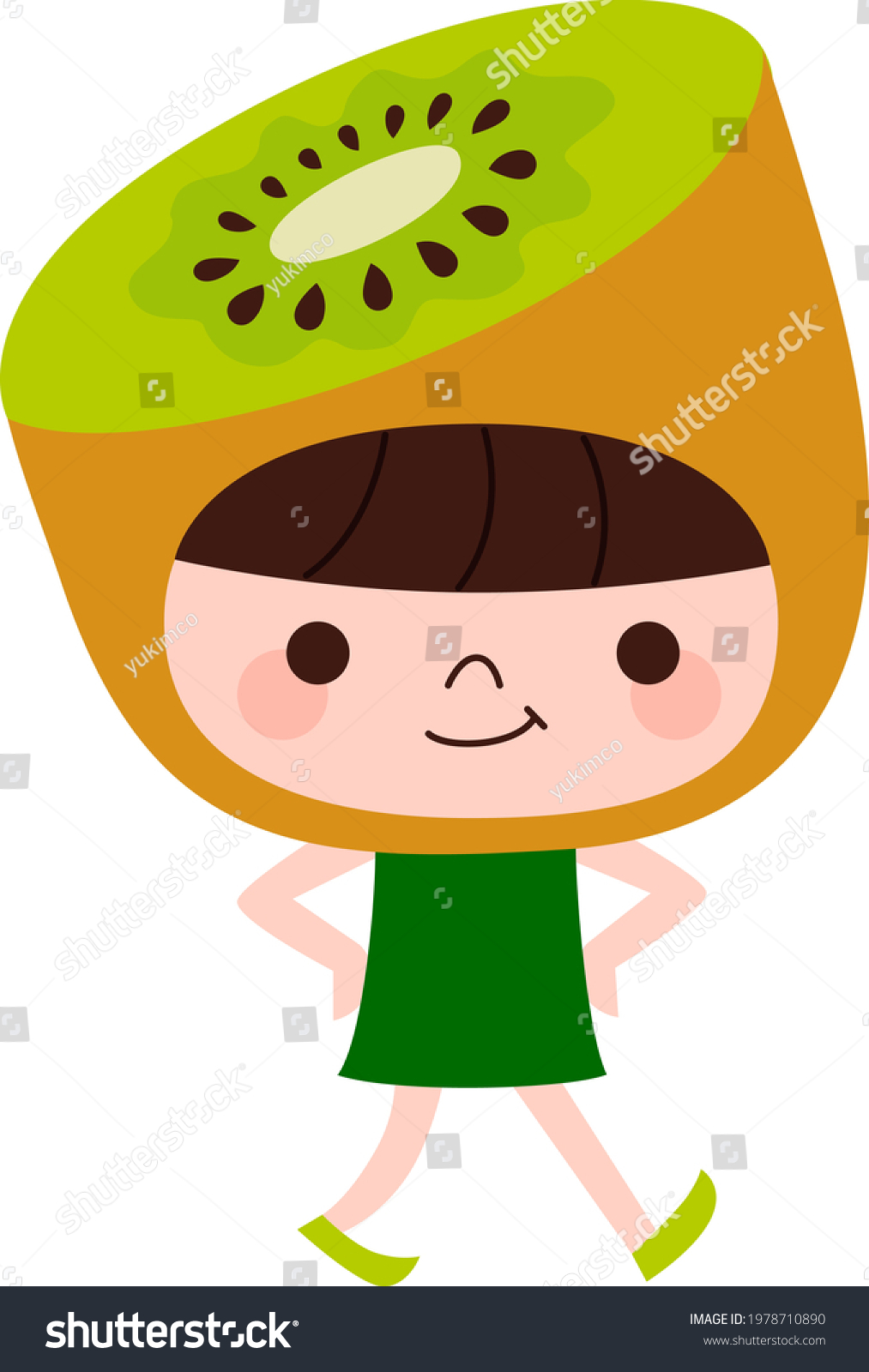 Kiwifruit Character Illustration Child Dancing Happily Stock Vector ...