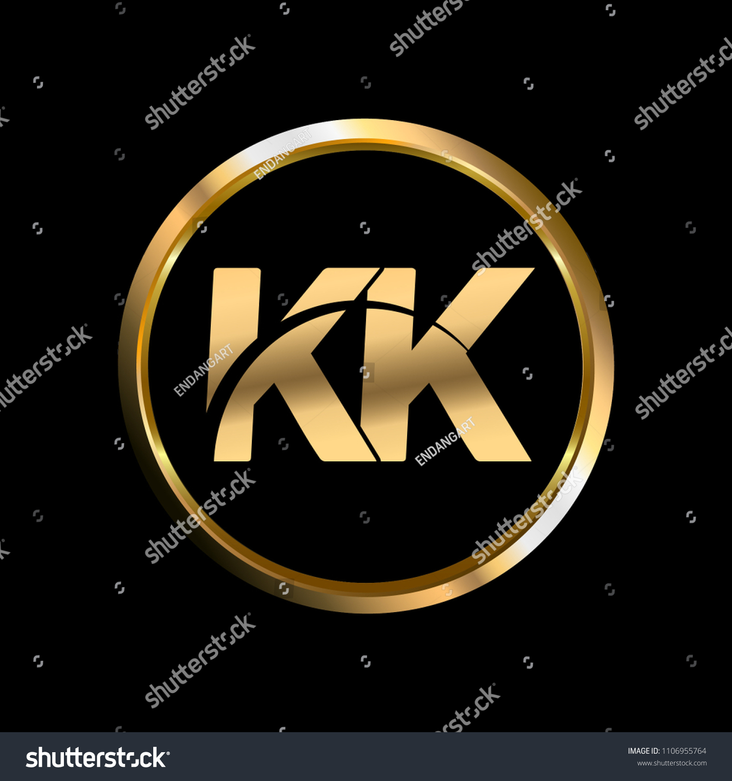 Kk Initial Circle Company Logo Gold Stock Vector (Royalty Free ...