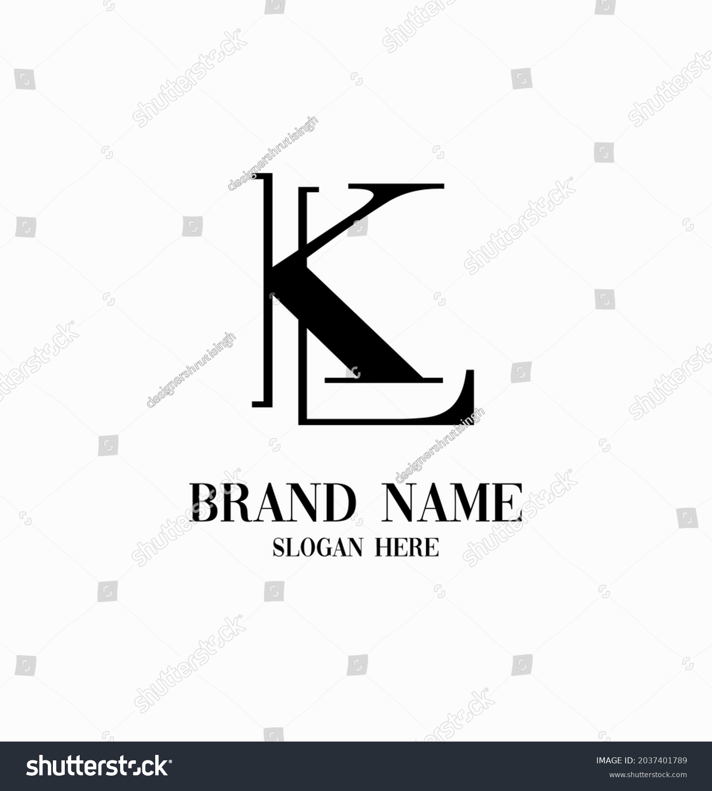 Kl Letter Brand Logo Design Stock Vector (Royalty Free) 2037401789 ...