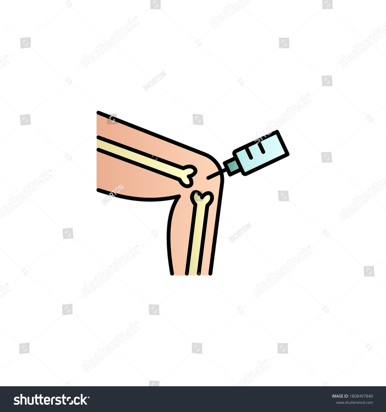 Knee Leg Bone Injection Color Gradient Stock Vector (Royalty Free ...