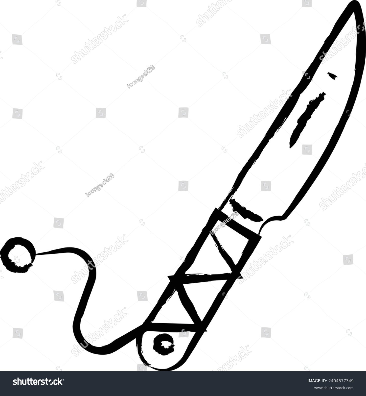 black knife drawing, simple style, white background clip art preview
