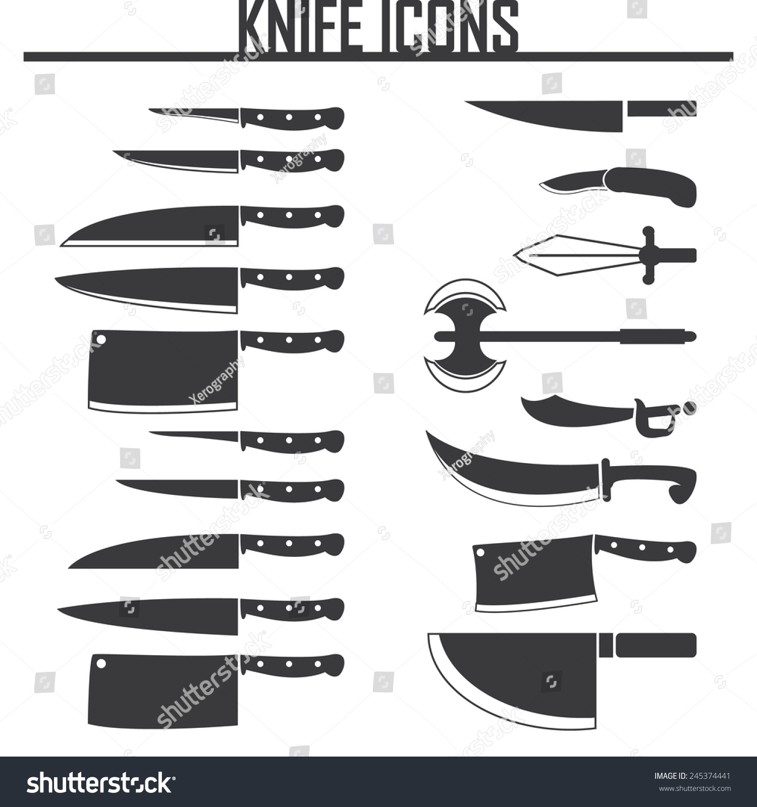 Knife Icons Set Stock Vector Illustration 245374441 : Shutterstock