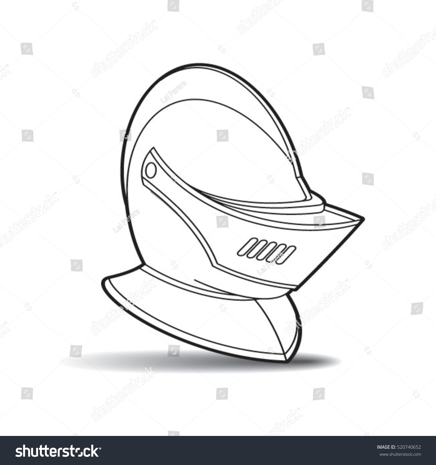 Knight Helmet Black Outlinevector Drawing Stock Vector 520740652 ...