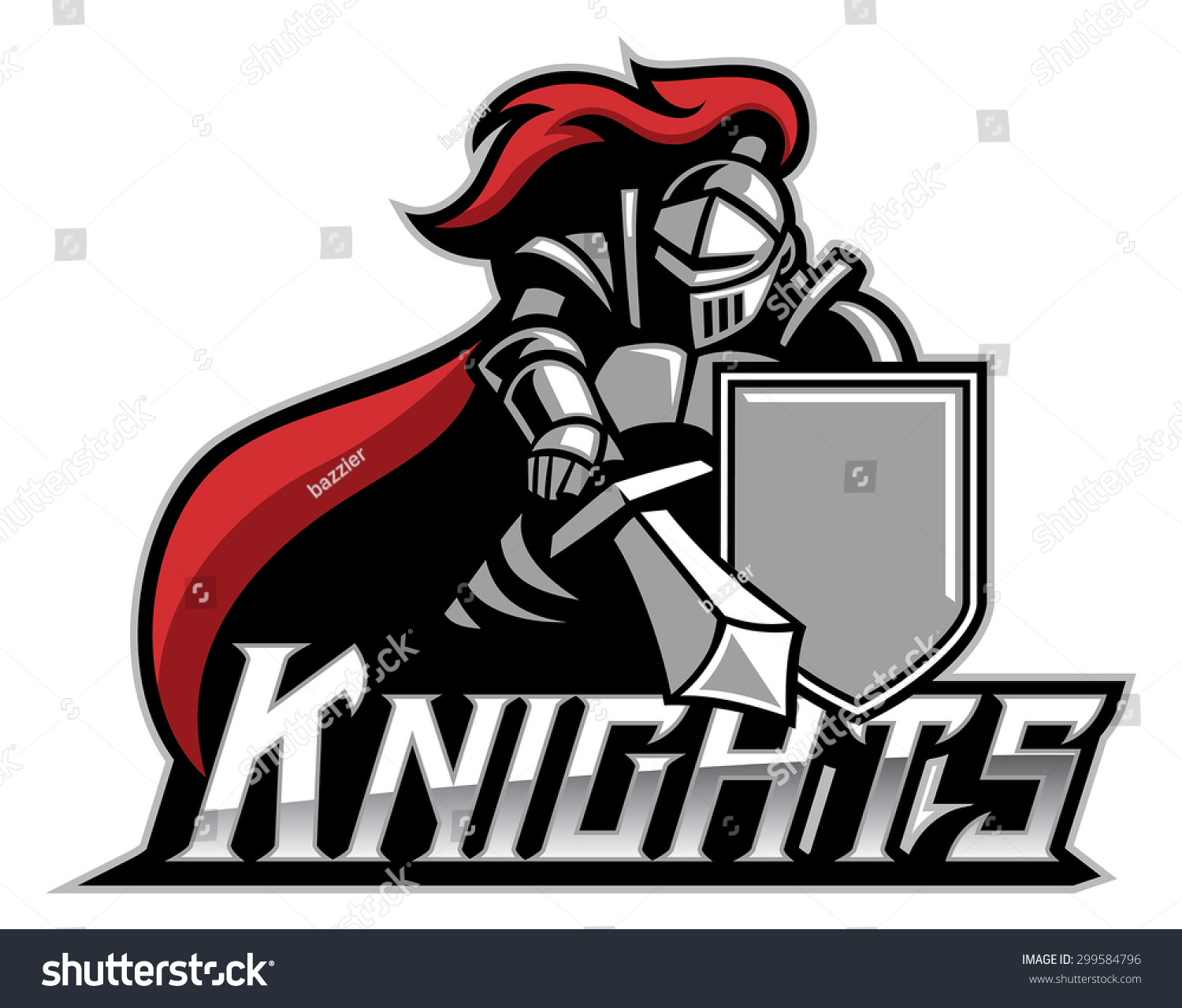 Knight Mascot Shield Stock Vector 299584796 - Shutterstock