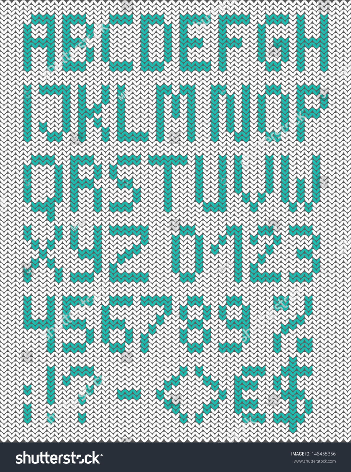 knitted uppercase english alphabet with numbers and symbols vector set