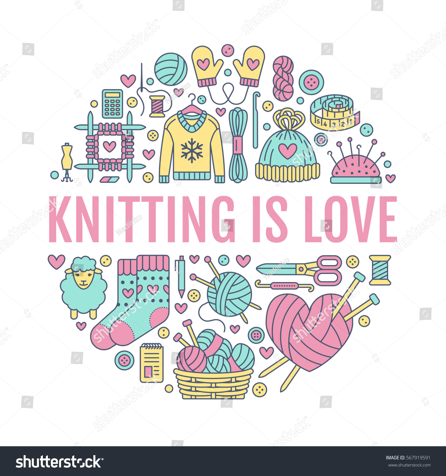 Knitting Crochet Hand Made Banner Illustration Stock Vector (Royalty ...