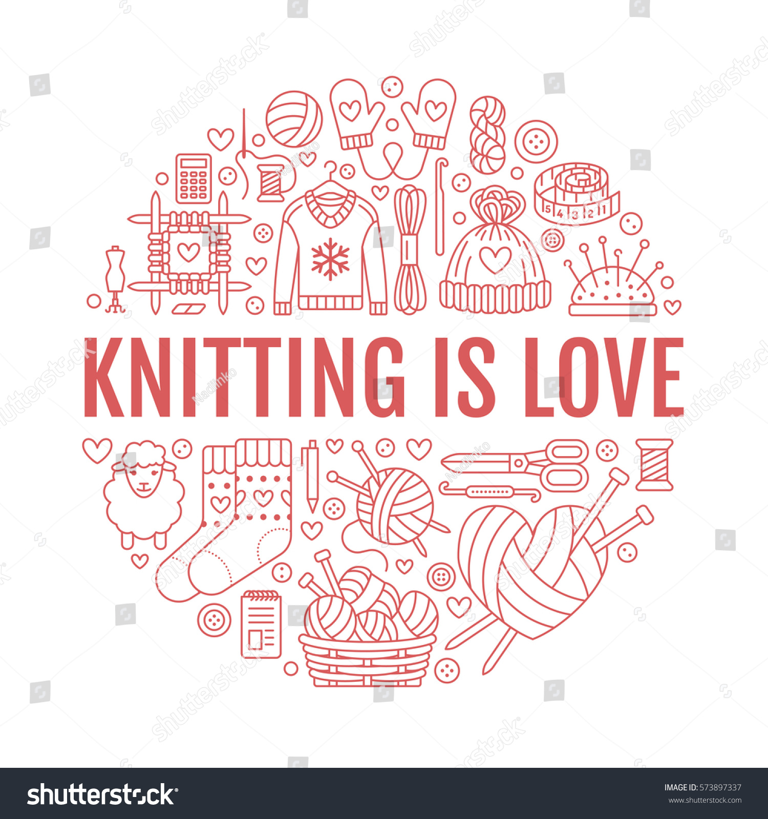 Knitting Crochet Hand Made Banner Illustration Stock Vector 573897337 ...