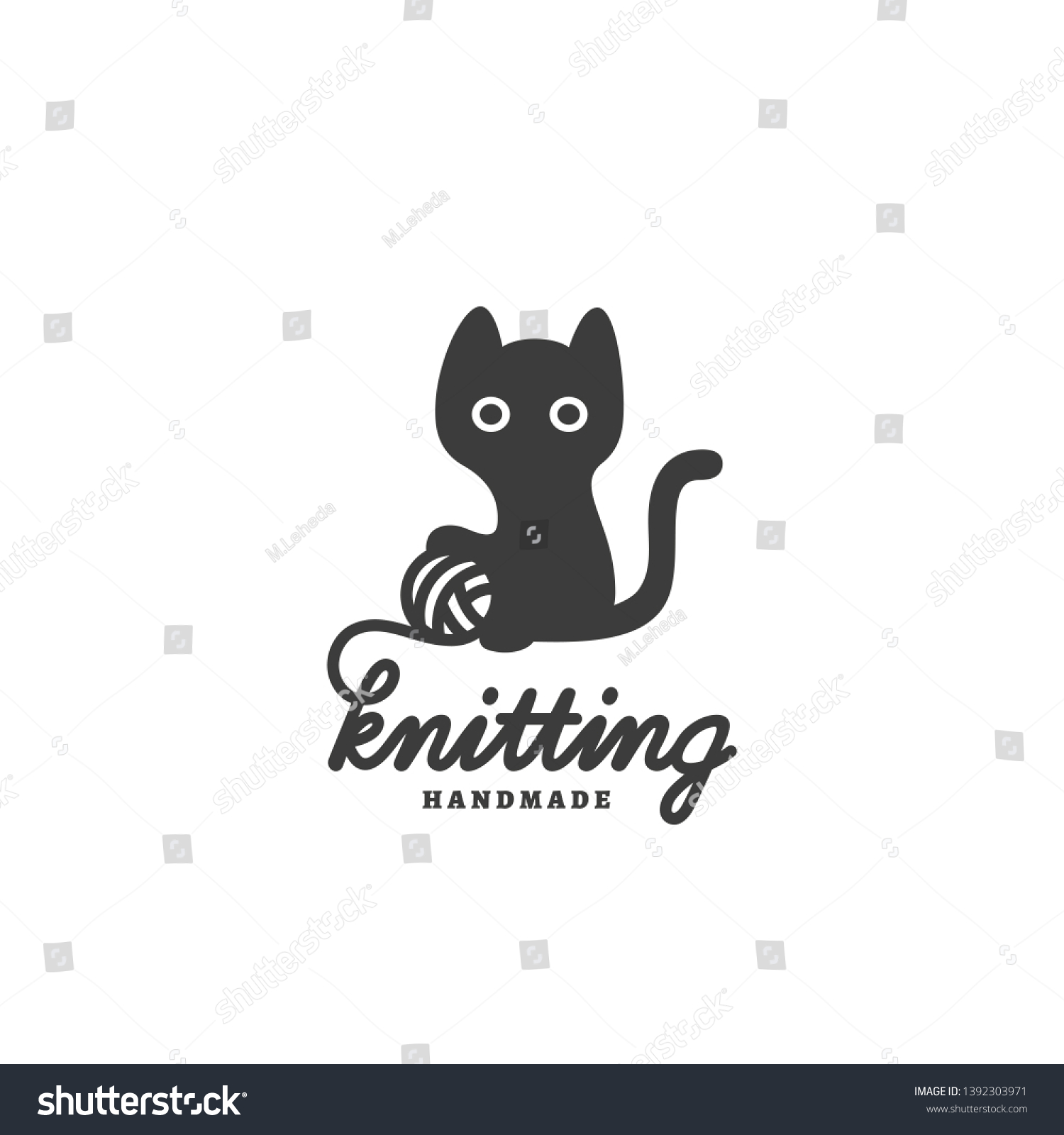 Knitting Logo Design Template Black Cat Stock Vector (Royalty Free ...