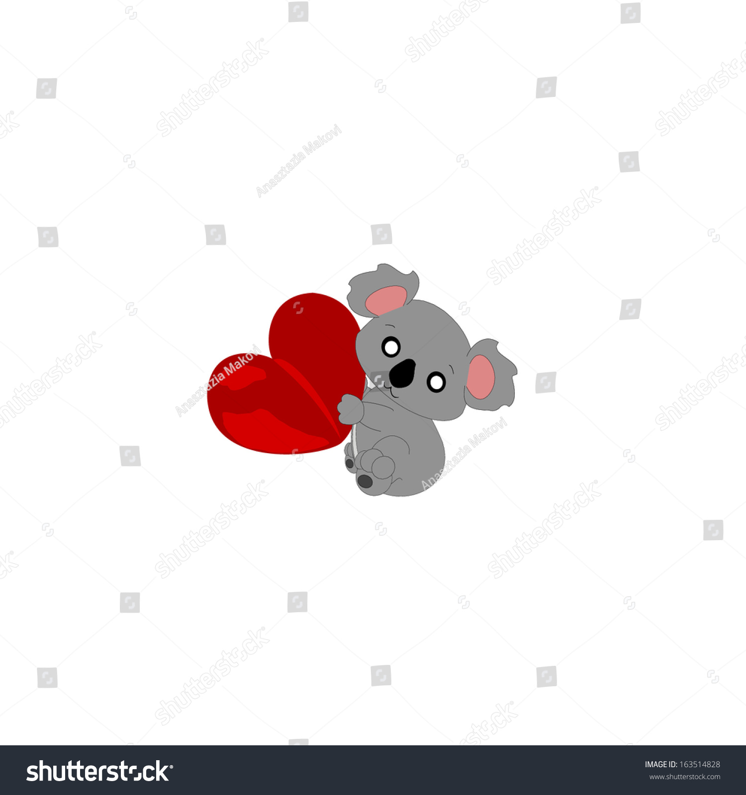 Koala And Heart Stock Vector Illustration 163514828 : Shutterstock