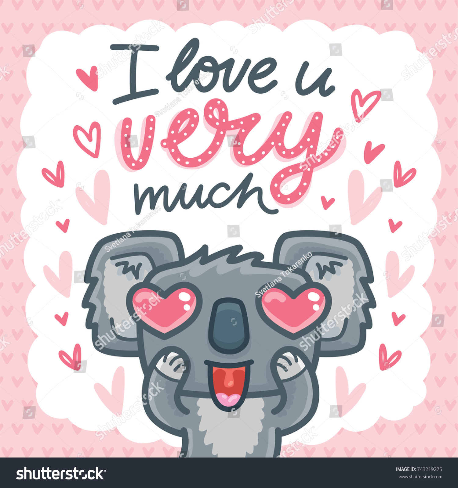 Koala Bear Character Love Lettering Calligraphy Stock Vector 743219275 ...