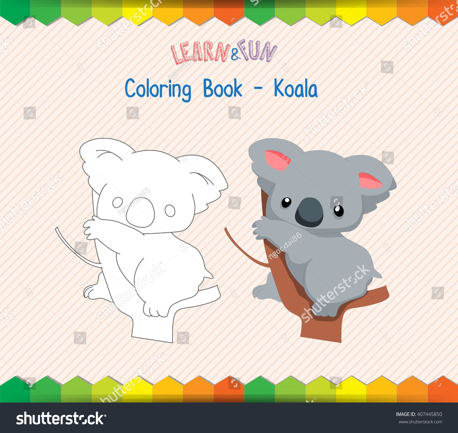 Koala Coloring Book Educational Game: vector de stock (libre de ...