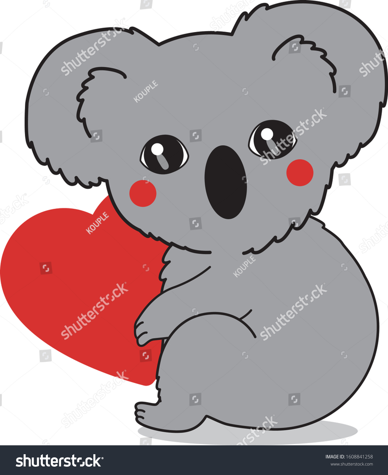 Koala Hug Heart Cartoon Vector Stock Vector (Royalty Free) 1608841258 ...