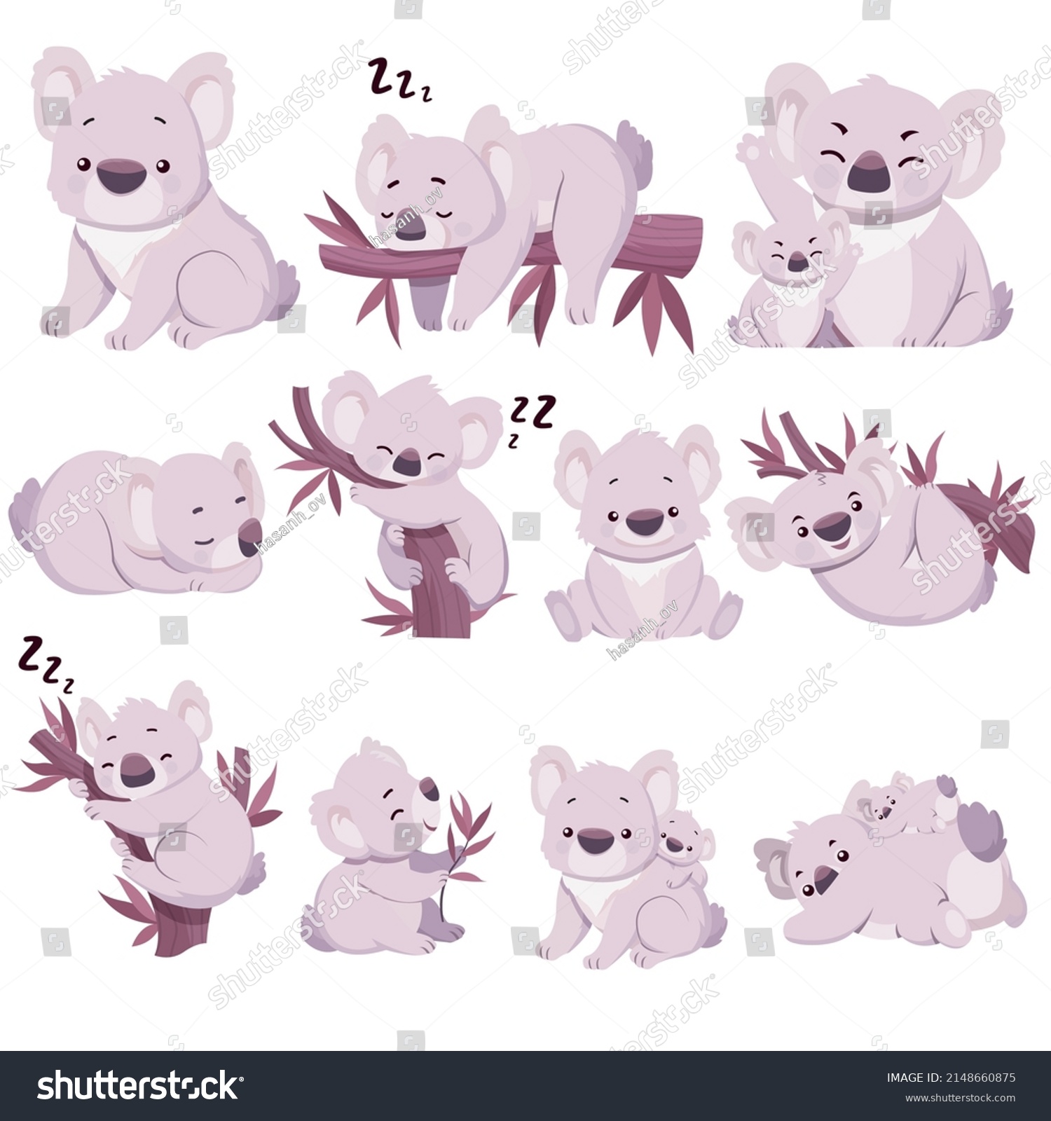 SVG of Koala species icons cute gestures sketch cartoon characters SVG svg