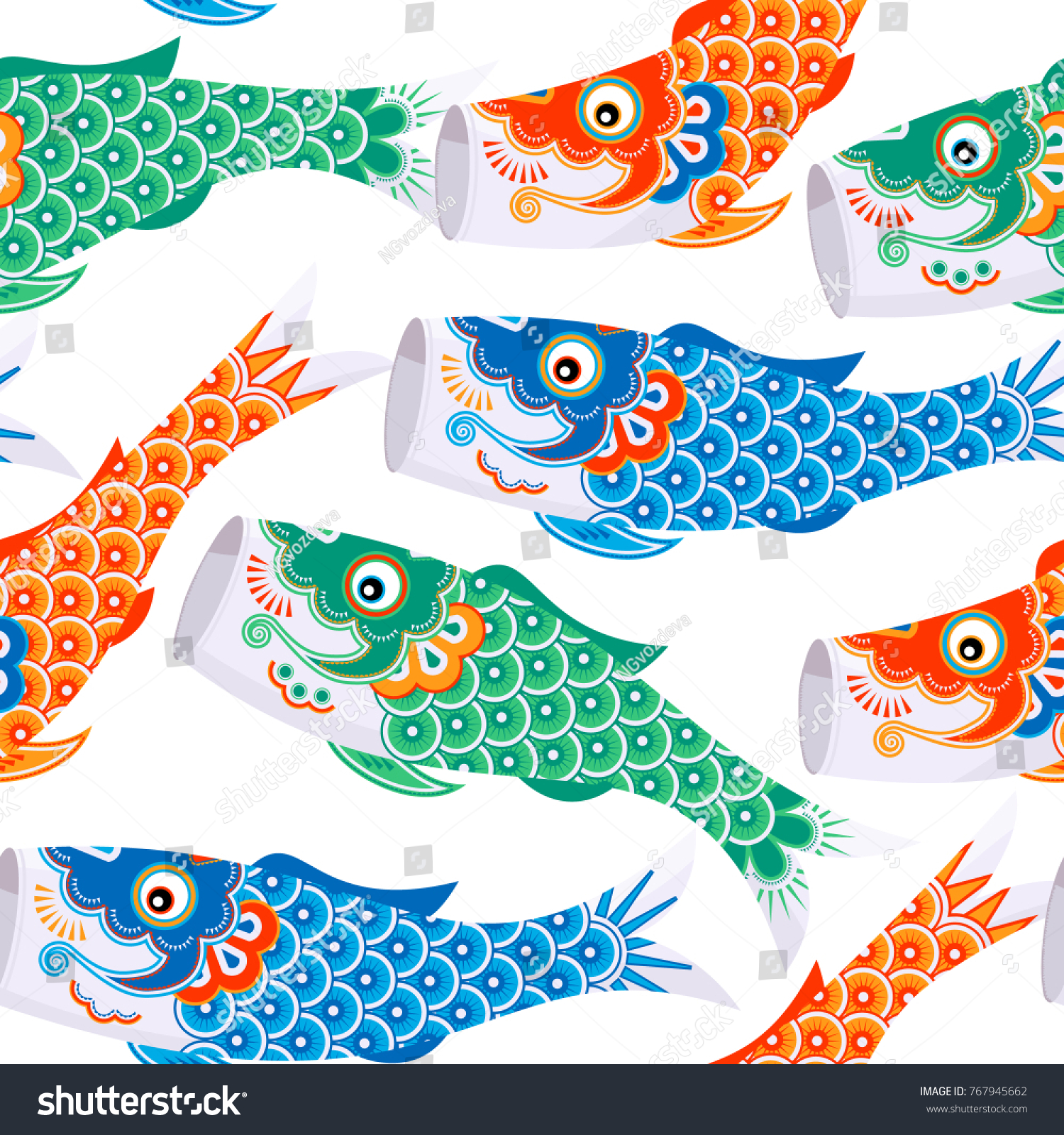 Koinobori Carp Streamer Fish Kites Traditional Stock Vector Royalty Free