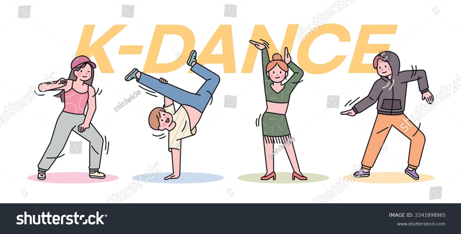 SVG of Korean dancers doing a great dance. People dancing hip-hop, breaking, waacking and popping.  svg
