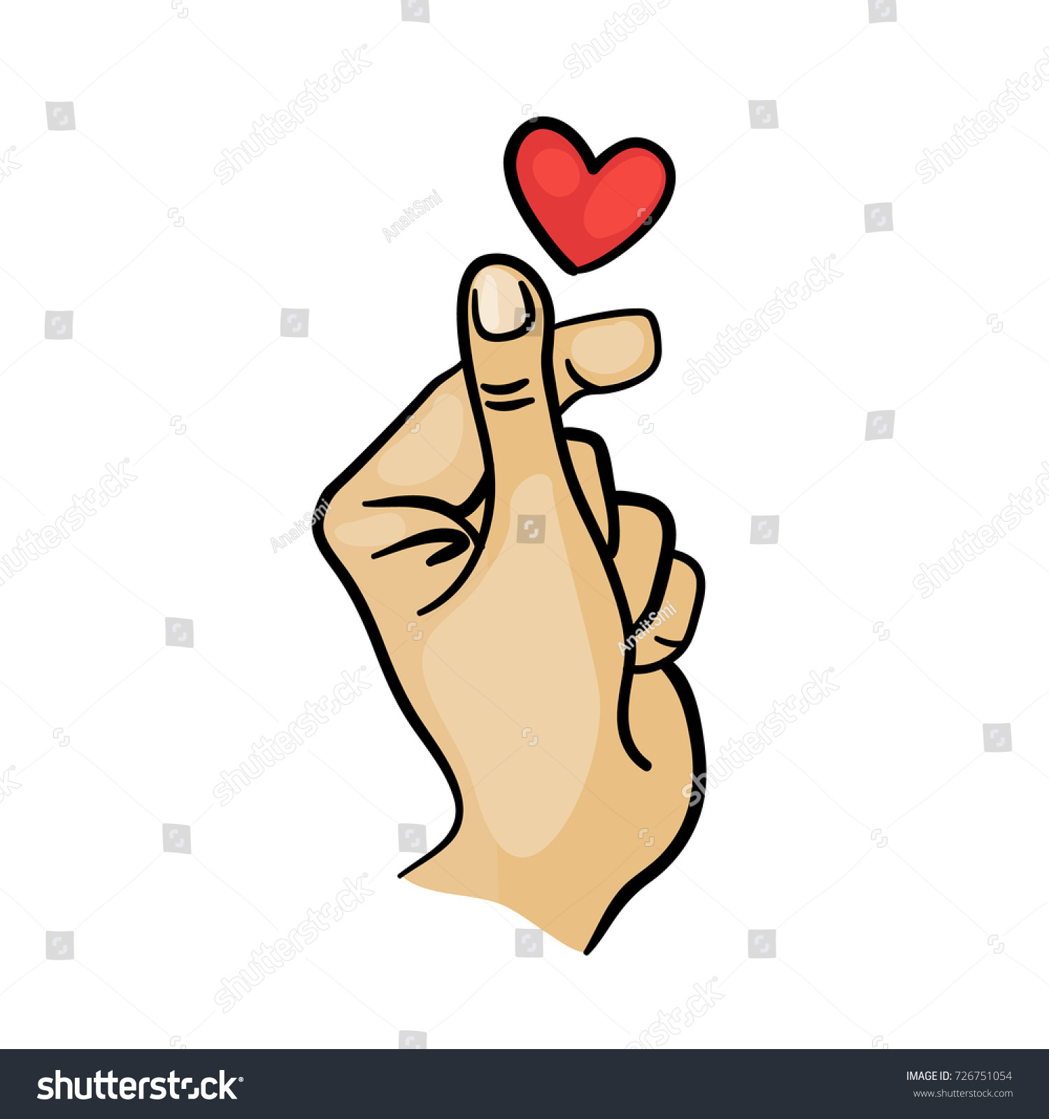 Korean Finger Heart Love You Hangul Stock Vector Royalty Free