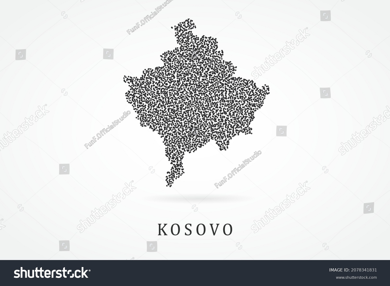 Kosovo Map World Map Vector Template Stock Vector Royalty Free   Stock Vector Kosovo Map World Map Vector Template With Black Grid On White Background For Education 2078341831 