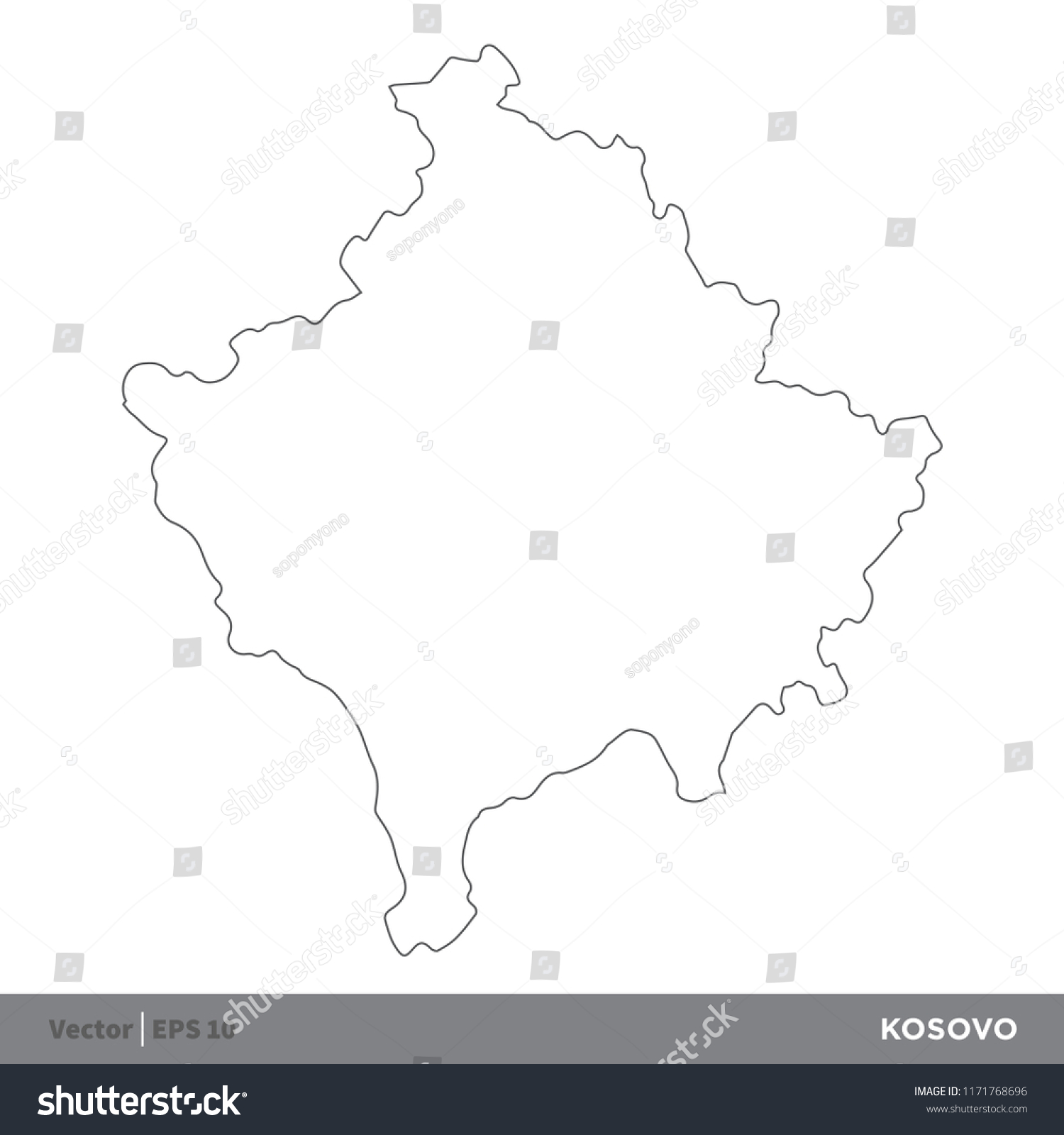 Kosovo Outline Europe Country Map Vector Stock Vector (Royalty Free ...