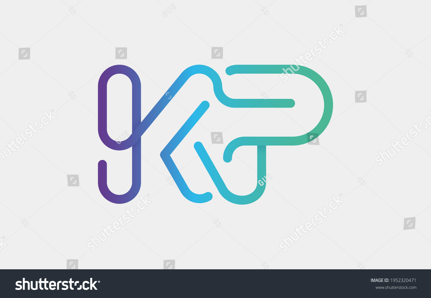 SVG of KP Monogram tech with a monoline style. Looks playful but still simple and futuristic. A perfect logo for your tech company or any futuristic design project. svg
