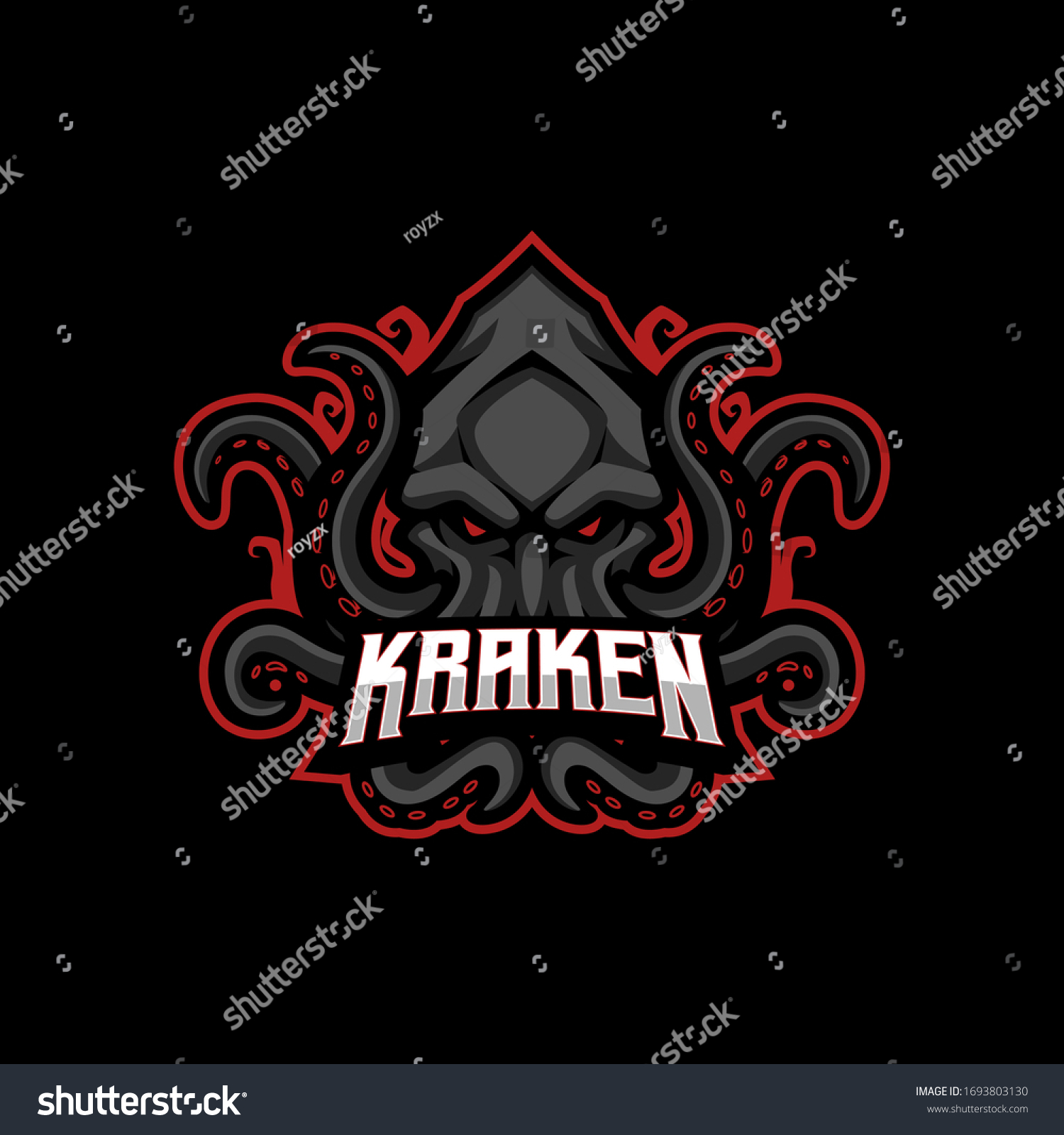 Kraken Mascot Gaming Esport Logo Template Vector Có Sẵn Miễn Phí Bản