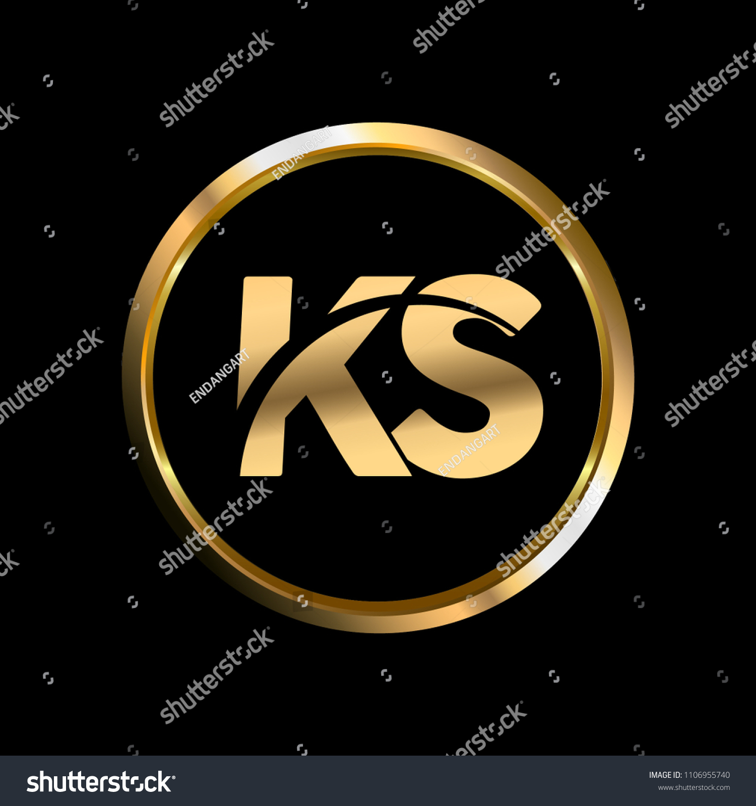 Ks Initial Circle Company Logo Gold Stock Vector (Royalty Free ...