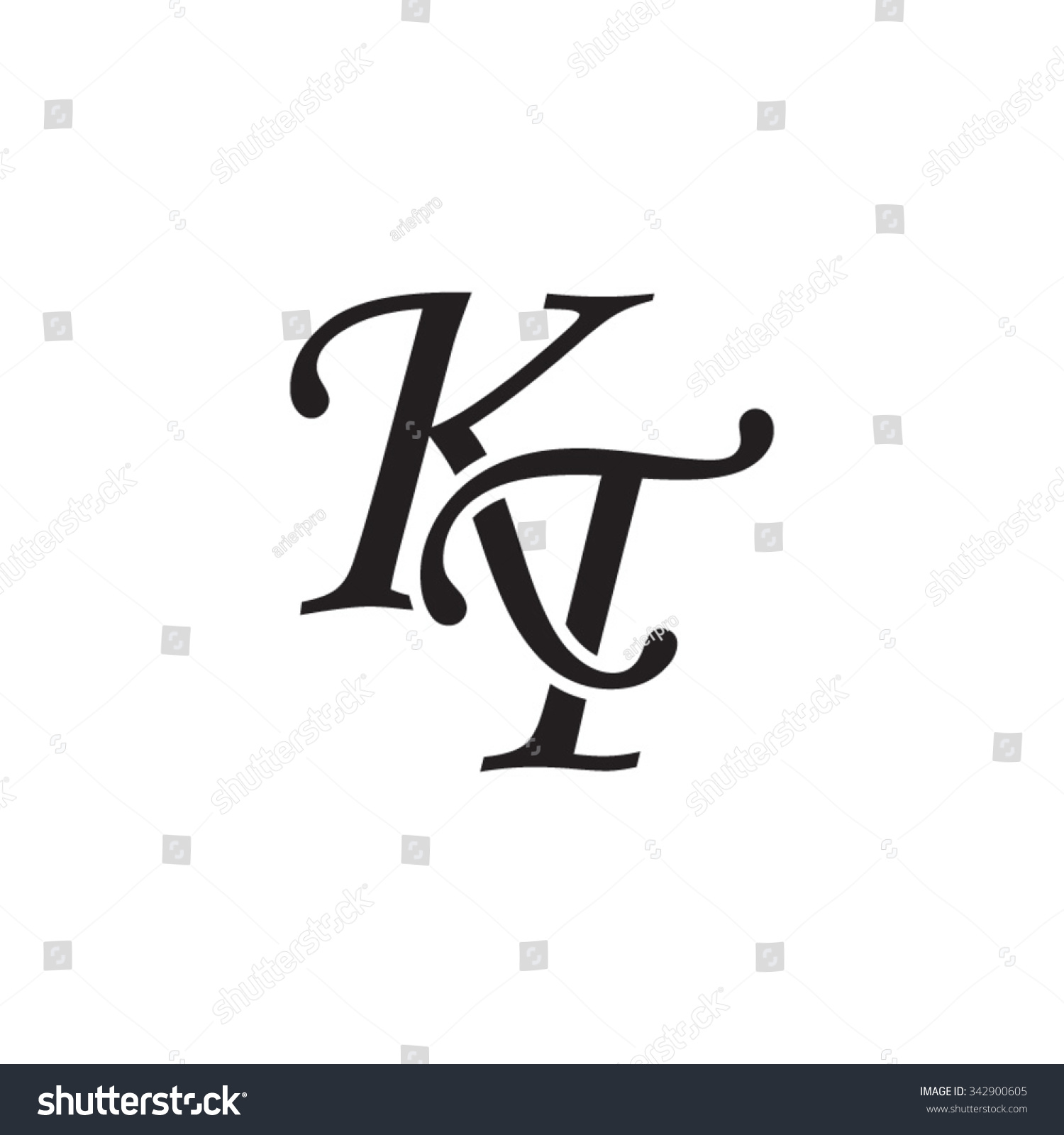 Kt Initial Monogram Logo Stock Vector Royalty Free