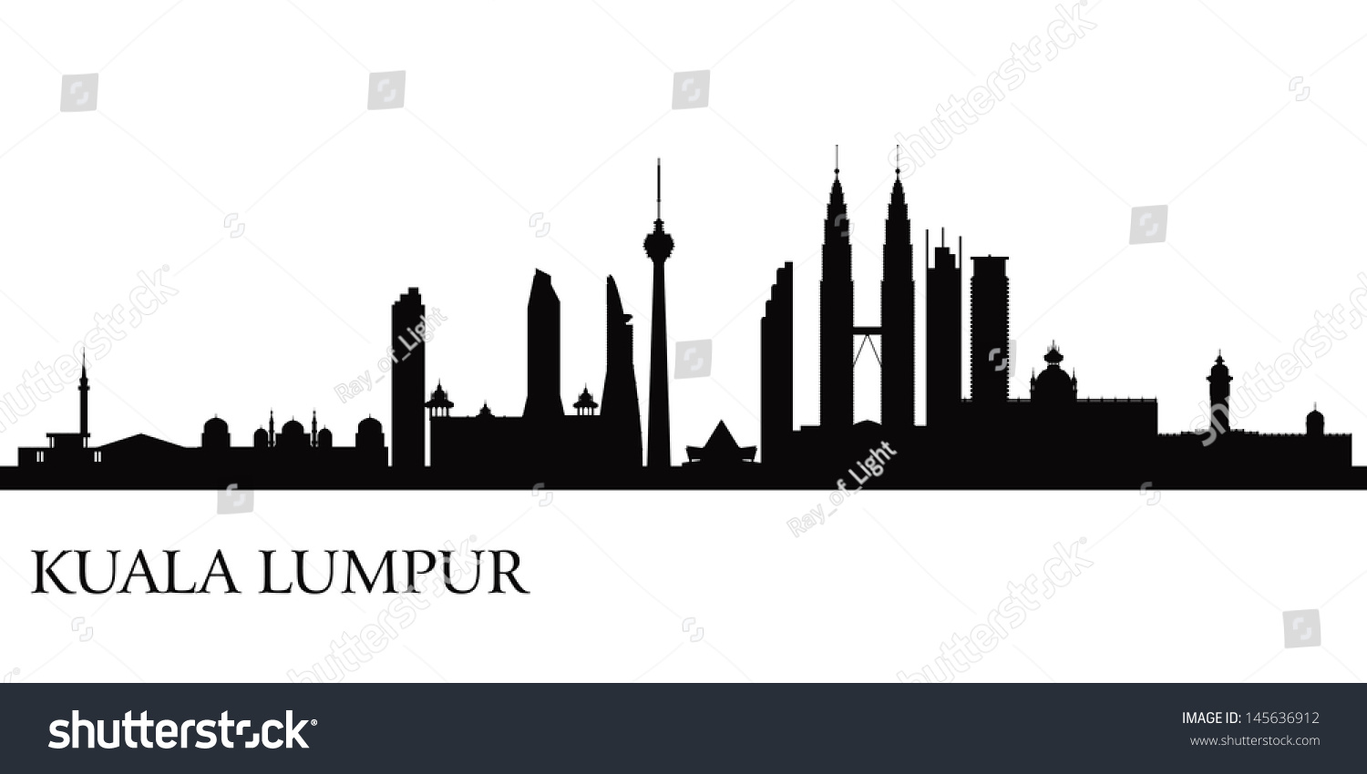 Kuala Lumpur City Skyline Vector Silhouette Stock Vector 145636912 ...