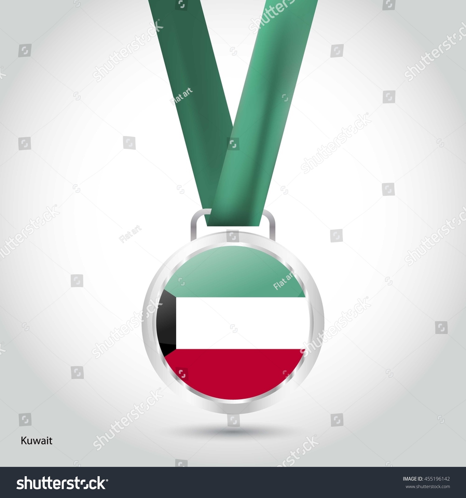 Kuwait Flag Silver Medal Vector Illustration Stock Vector (Royalty Free ...