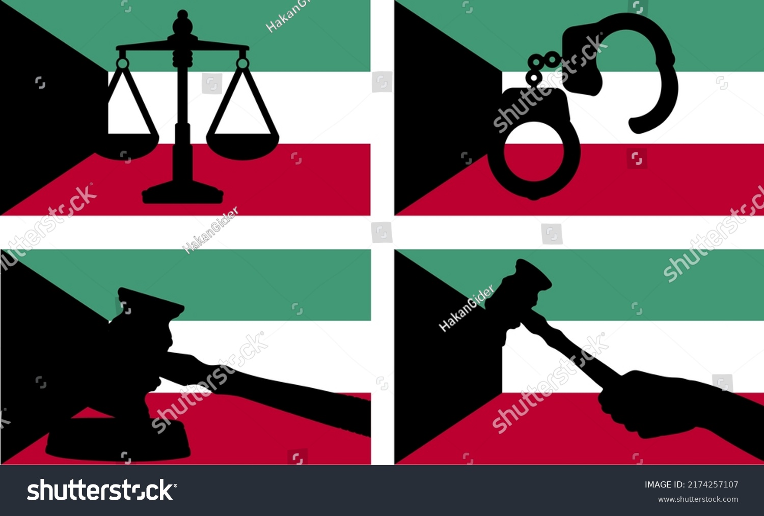 Kuwait Flag Justice Vector Silhouette Judge Stock Vector (Royalty Free