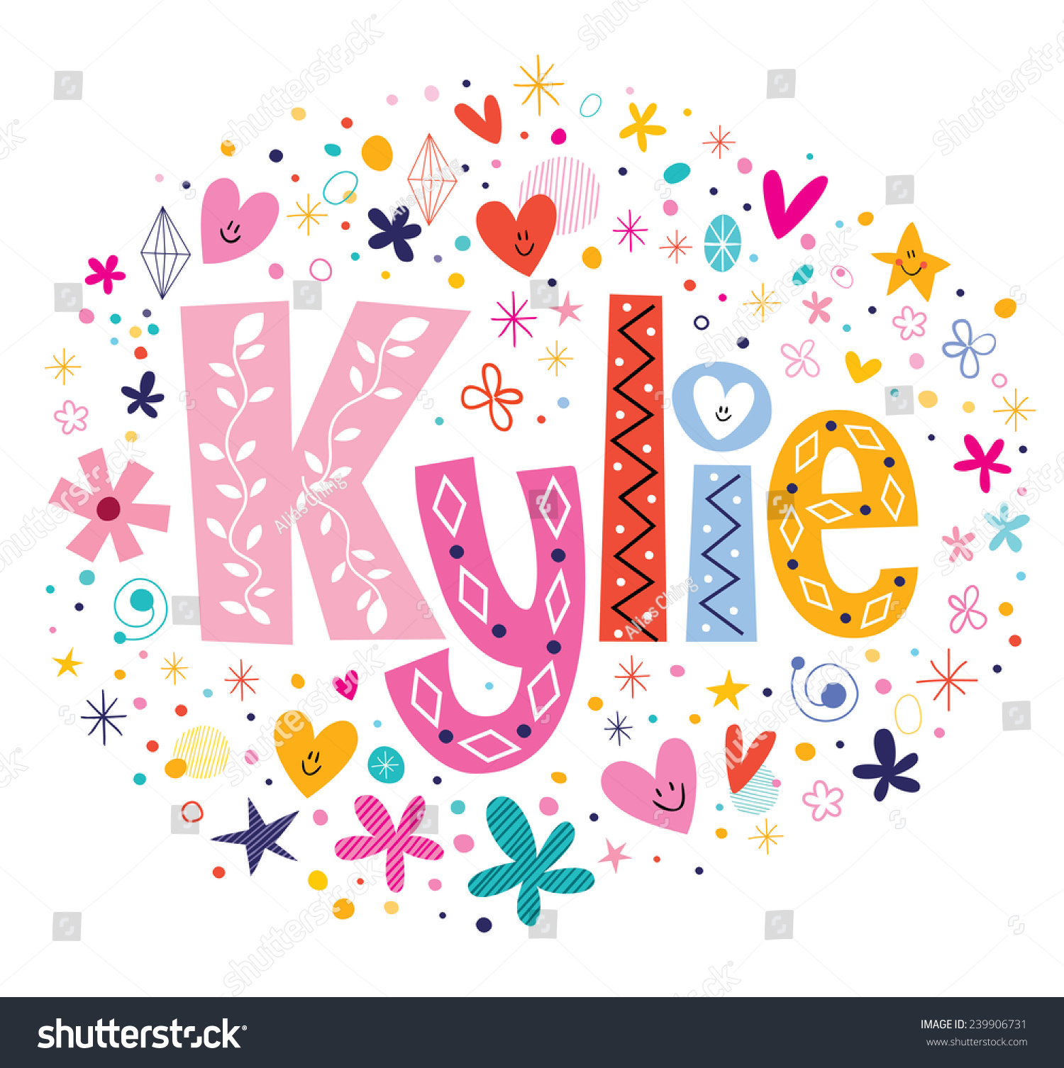 Kylie Female Name Decorative Lettering Type Design Stock Vector ...