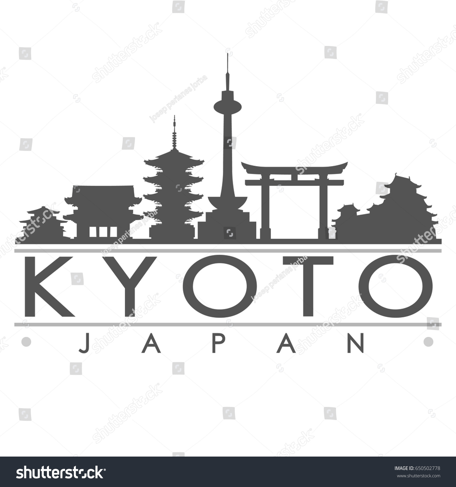 京都スカイラインシルエットスカイラインスタンプベクター画像都市デザイン のベクター画像素材 ロイヤリティフリー