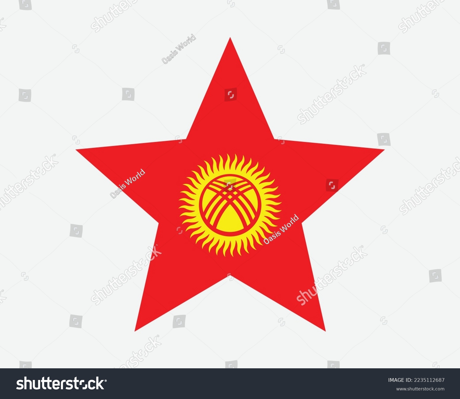 SVG of Kyrgyzstan Star Flag. Kyrgyz Republic Star Shape Flag. Country National Banner Icon Symbol Vector Flat Artwork Graphic Illustration svg