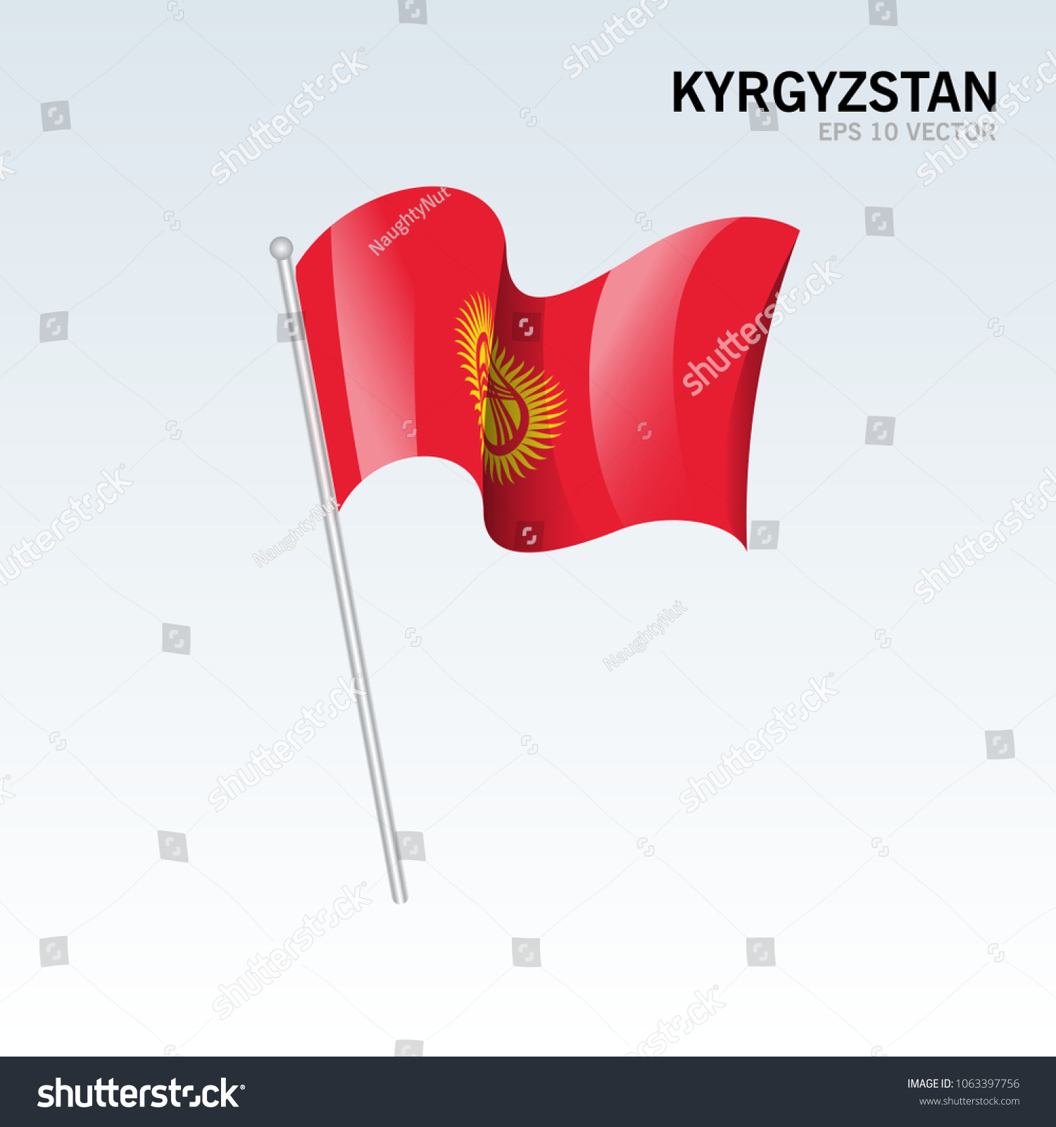 SVG of Kyrgyzstan waving flag isolated on gray background svg