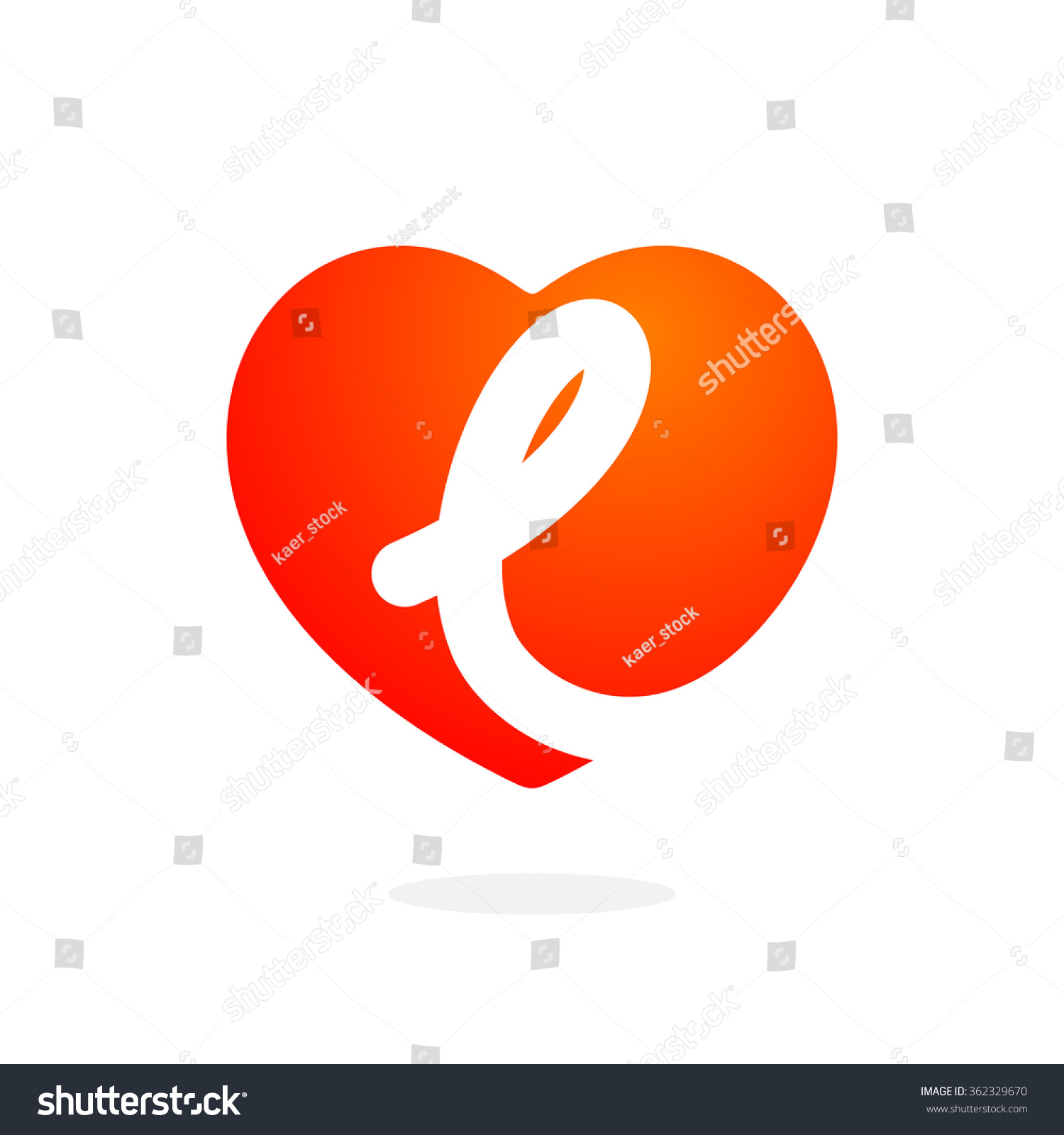 L Letter Logo Inside Heart St Stock Vector (Royalty Free) 362329670 ...