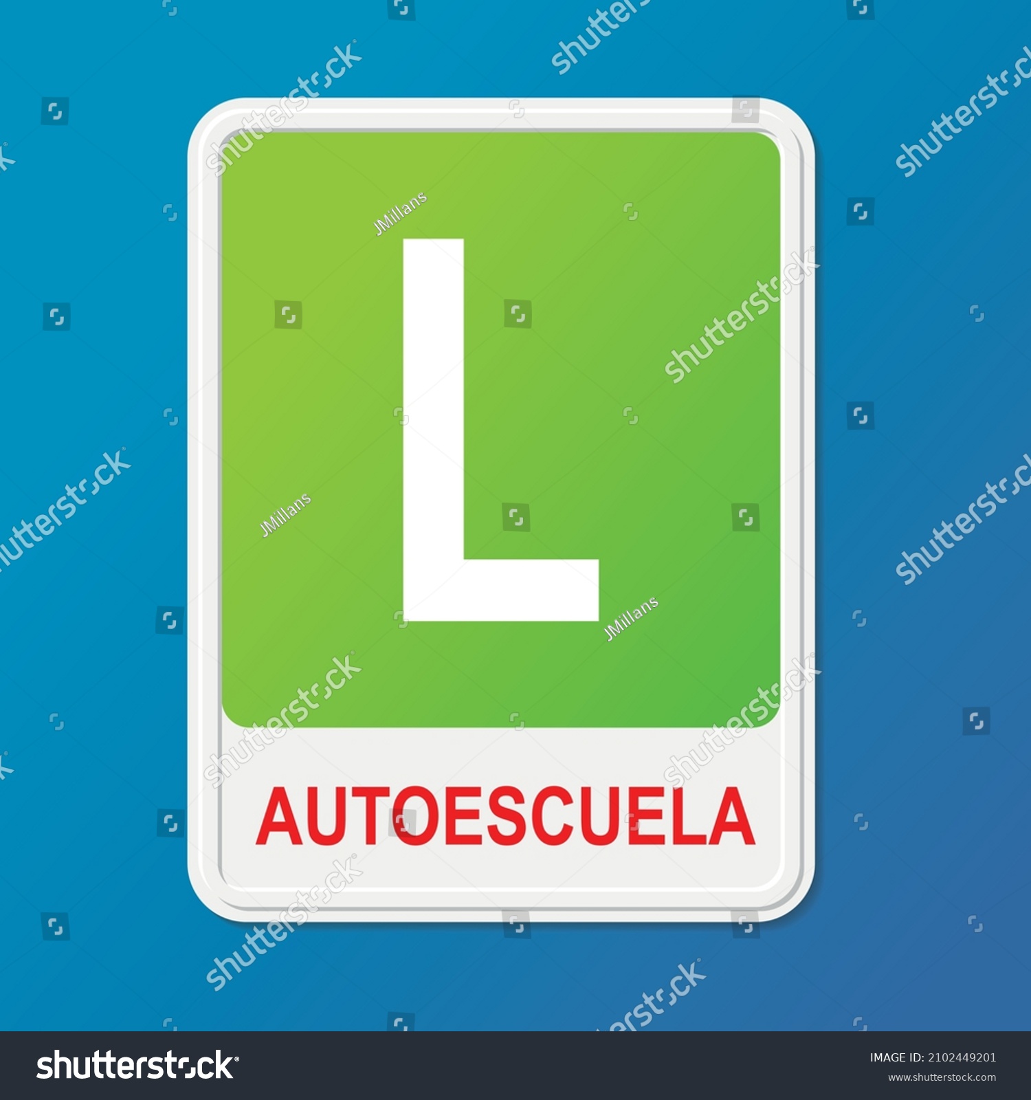 SVG of L plate V13 for New drivers. 3D Plate with white L. 