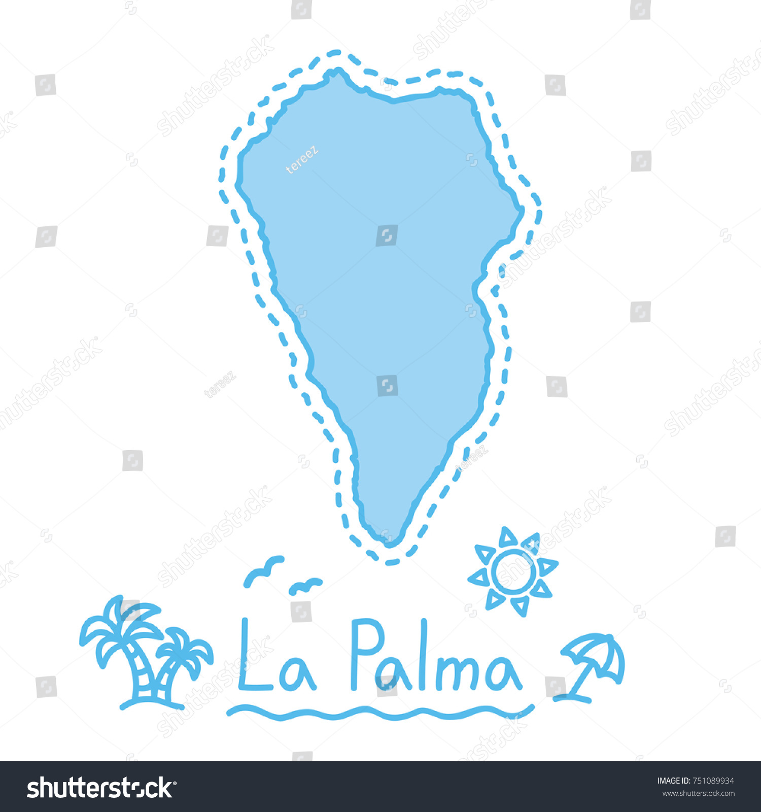 La Palma Island Map Isolated Cartography Stock Vector (Royalty Free ...