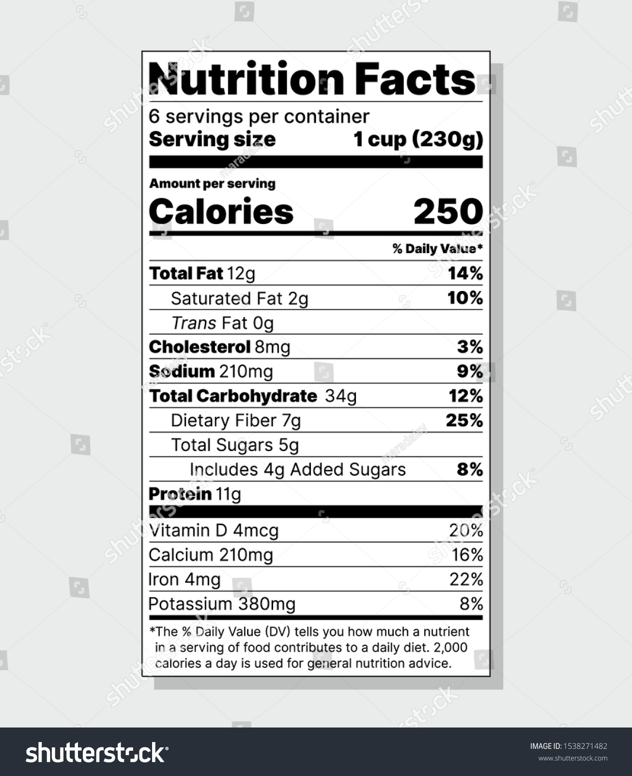 Label Nutrition Facts Vector Food Information Stock Vector (Royalty ...