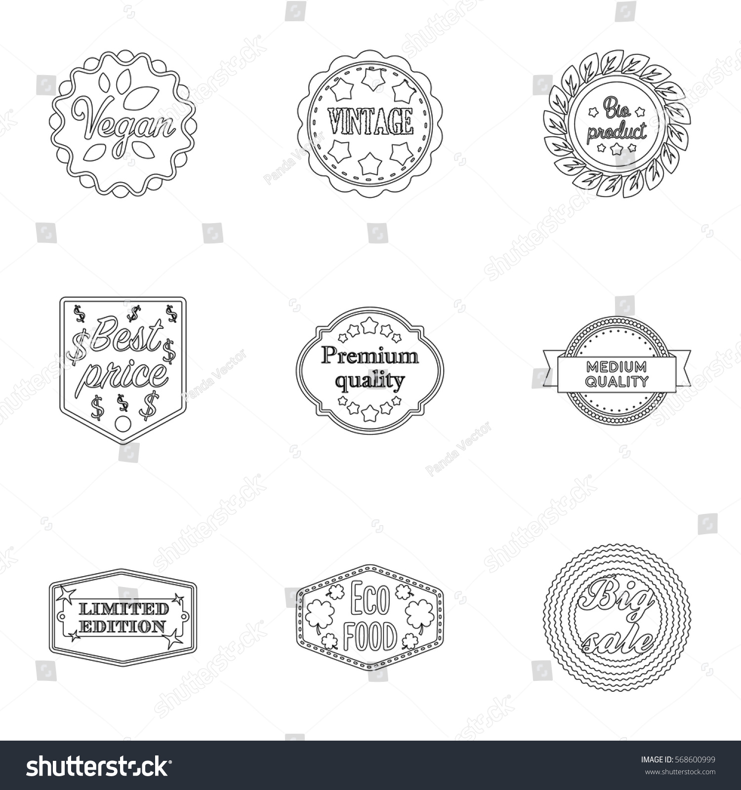 Label Set Icons Outline Style Big Stock Vector Royalty Free 568600999