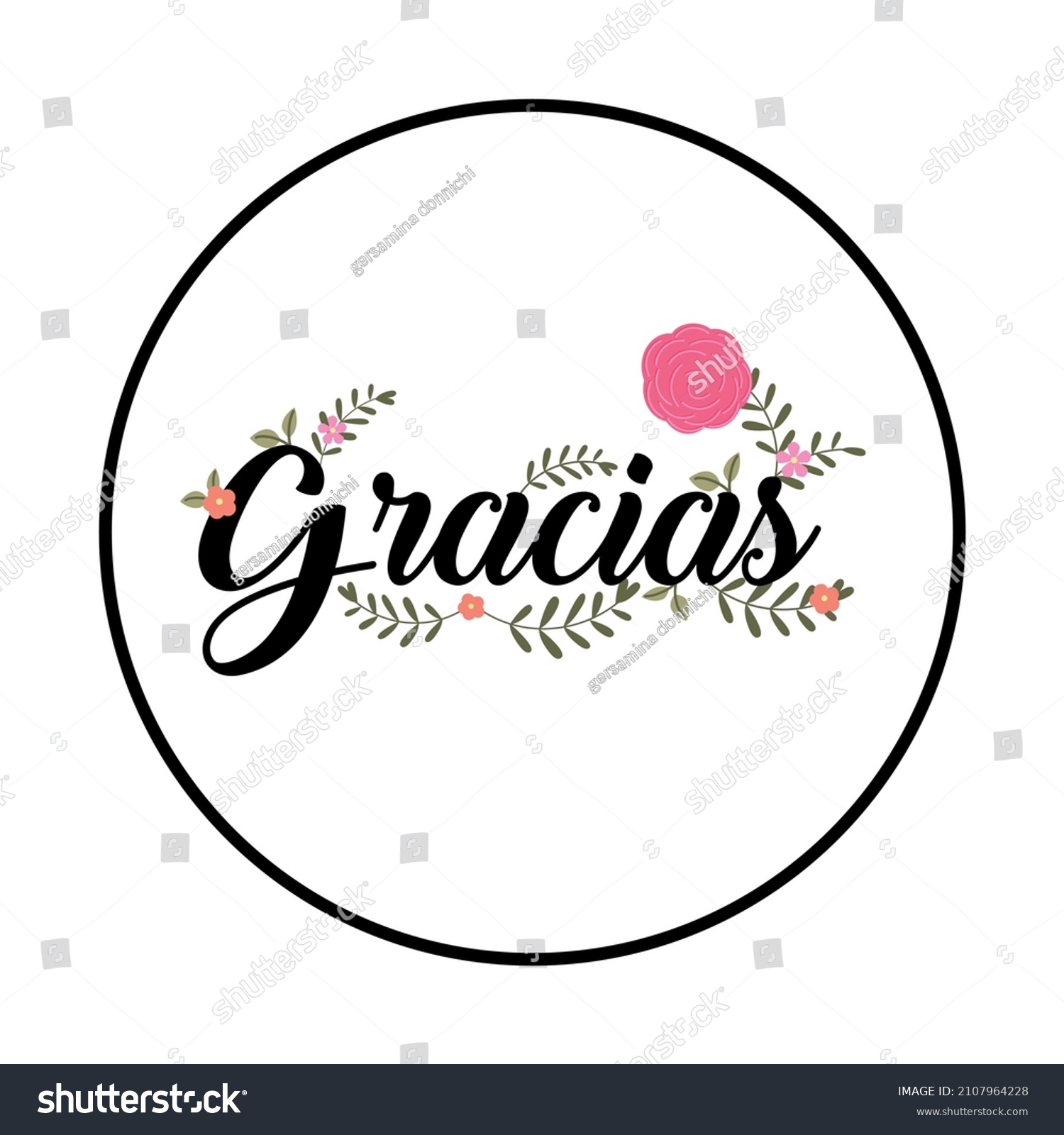 Label Thank You Spanish Means Gracias Stock Vector (Royalty Free