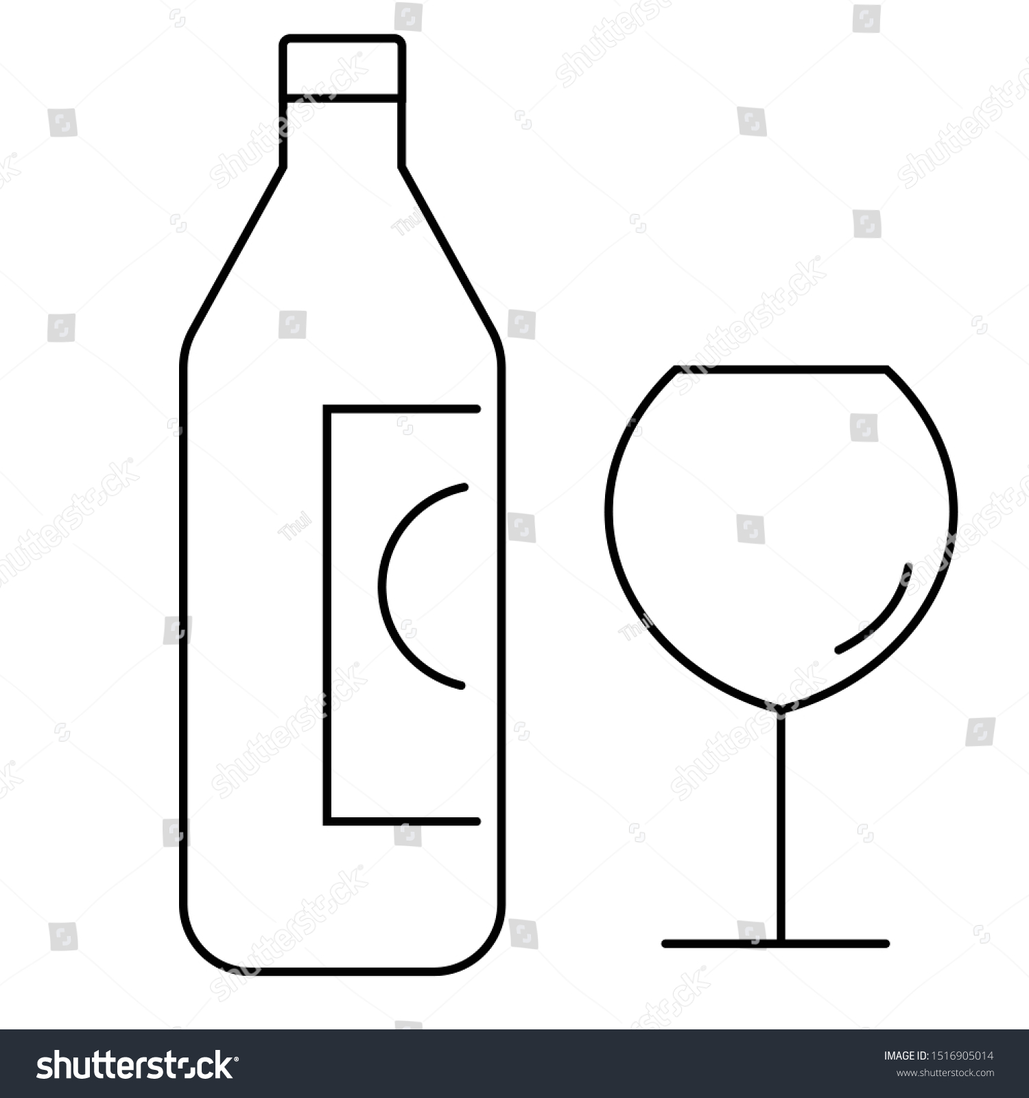 Labeled Bottle Wine Glass Cup Vector Stock Vector Royalty Free 1516905014 Shutterstock 8002