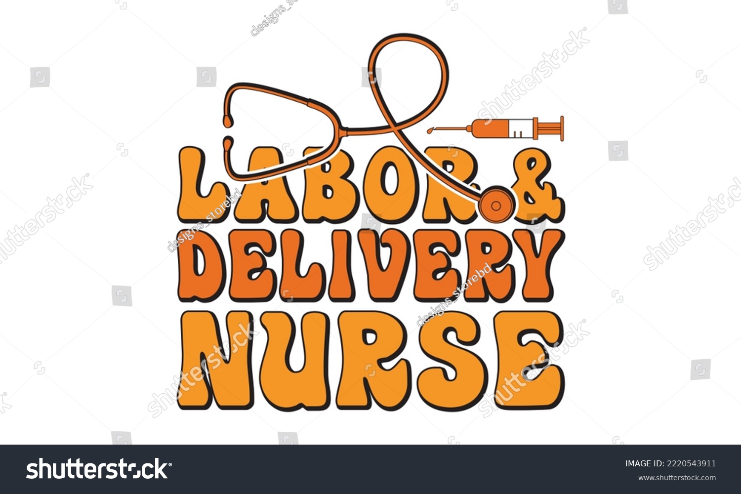 SVG of Labor and Delivery Nurse svg, Nurse svg, Nurse Typography T-shirt design, Nursing Black T-shirt design, Doctor T shirt design Can be used for menu, One Lucky Nurse Printable Vector Illustration svg