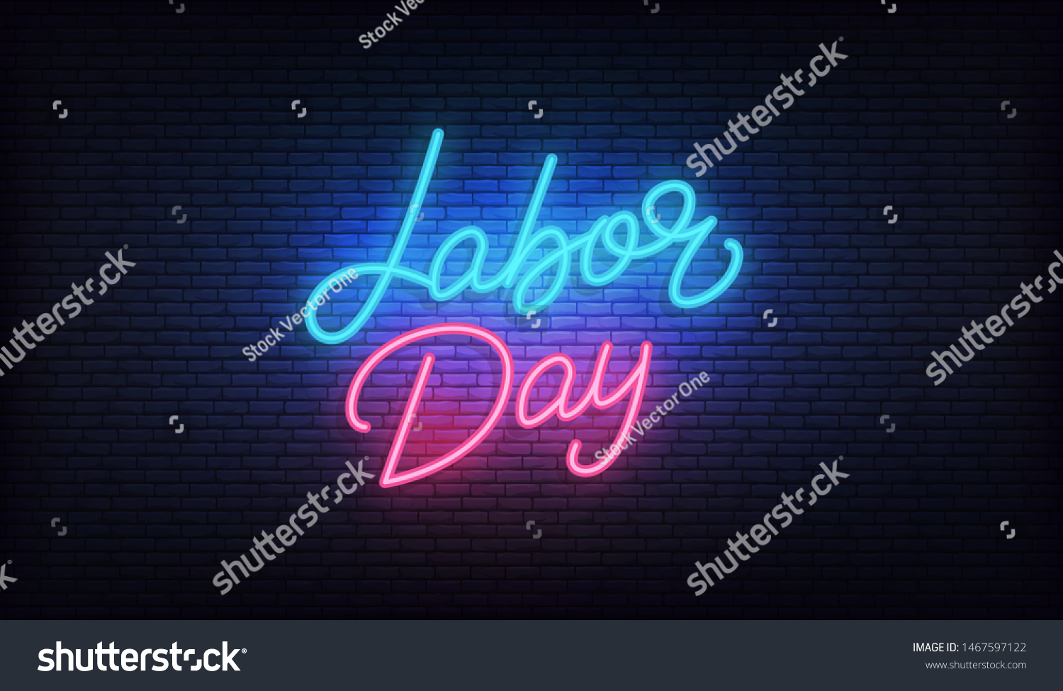 Labor Day Neon Glowing Lettering Sign Stock Vector (royalty Free 