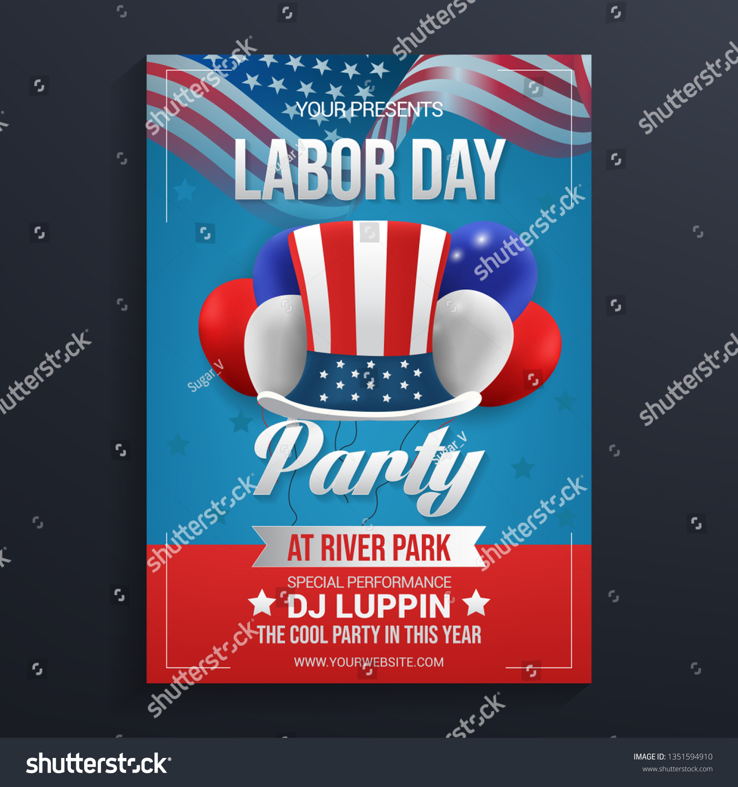 Labor Day Party Flyer Template Background Stock Vector Royalty Free